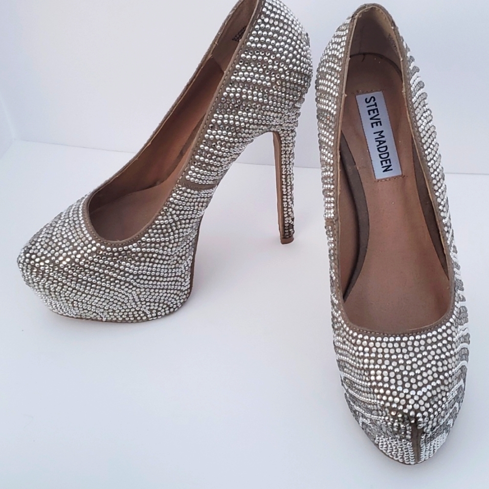 Steve Madden sparkle hidden platform high heels embellished metallic
